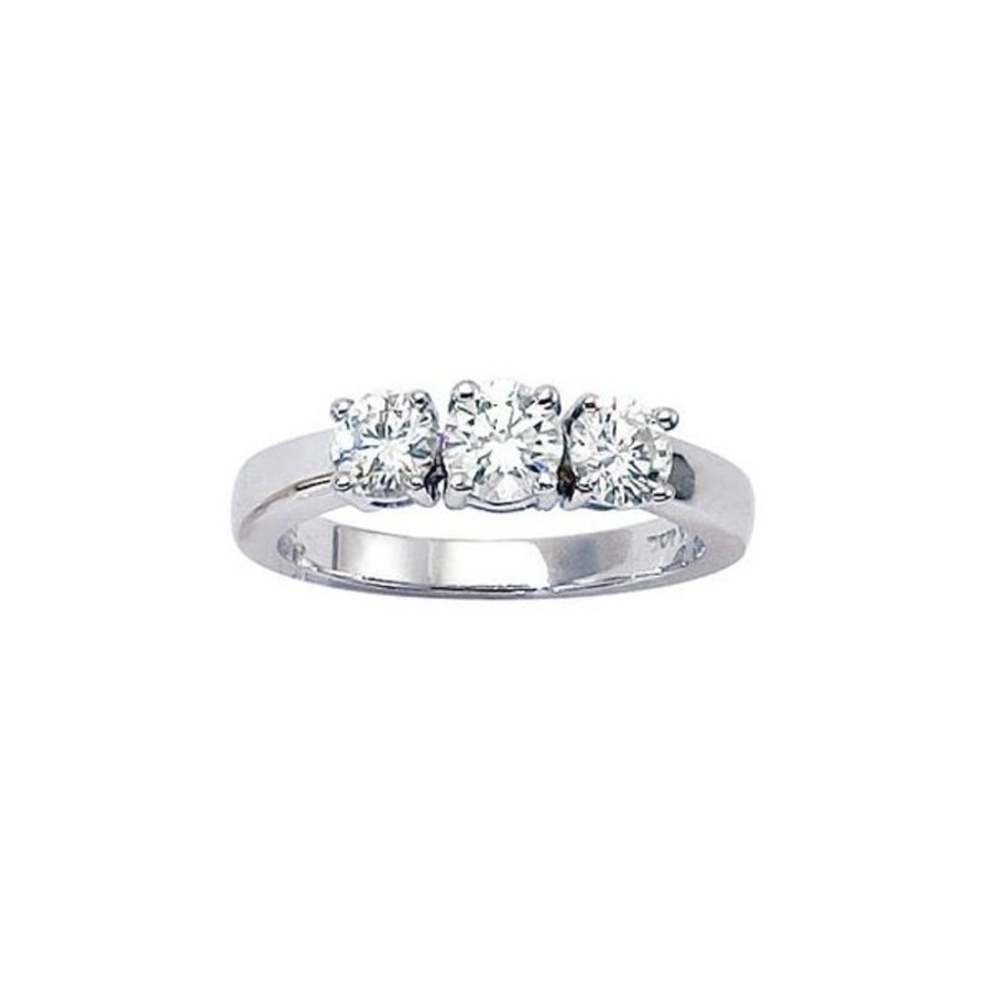 Colored Stone Jewelry Color Merchants | 14K White Gold Three Stone 1 Ct Round Diamond Ring