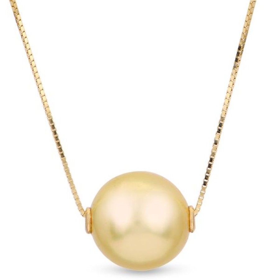 Pearl Jewelry Imperial Pearls | 14Kt Yellow Gold Golden South Sea Pearl Solitaire Necklace