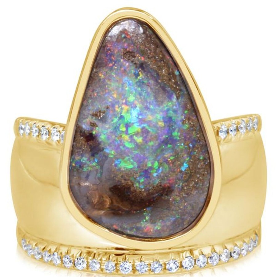 Colored Stone Jewelry Parle | Yellow Gold Boulder Opal Ring