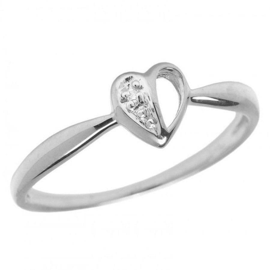 Colored Stone Jewelry Color Merchants | 14Kt White Gold Diamond Heart Ring