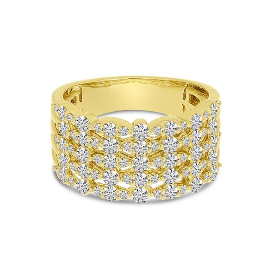 Colored Stone Jewelry Color Merchants | 14K Yellow Gold 5-Row Diamond Wide Band