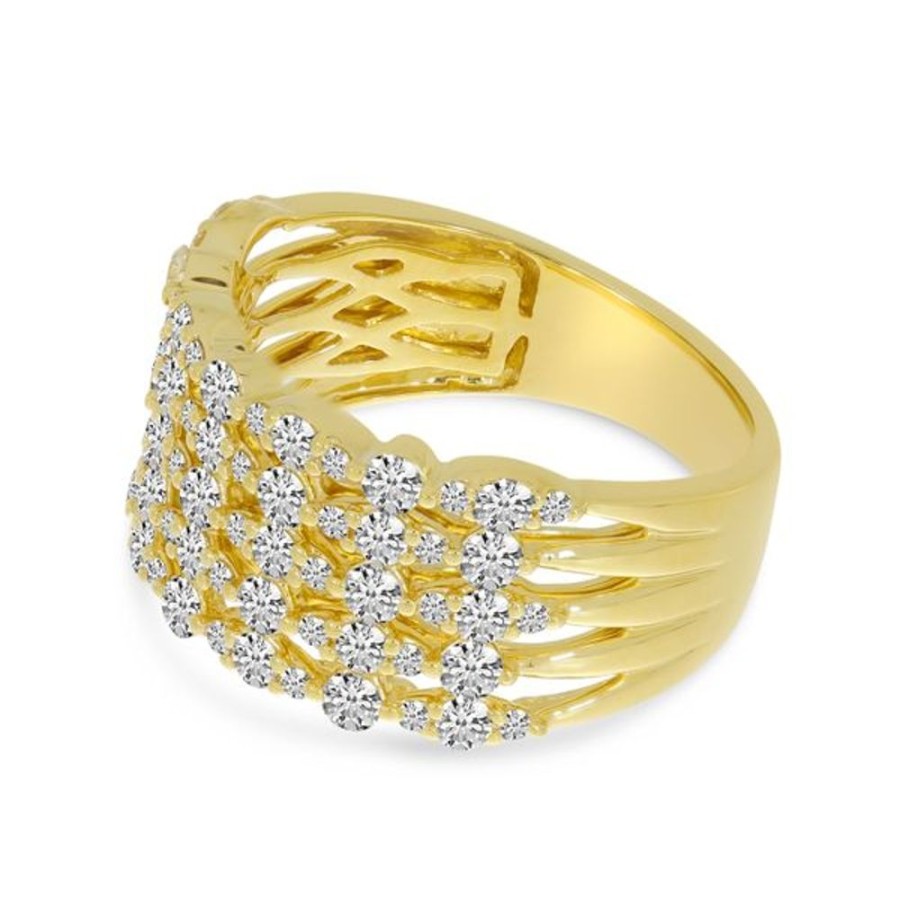 Colored Stone Jewelry Color Merchants | 14K Yellow Gold 5-Row Diamond Wide Band