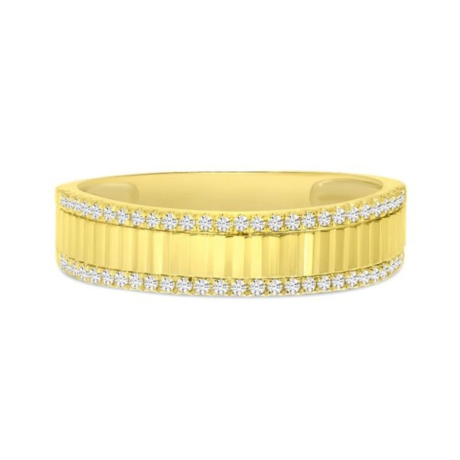 Colored Stone Jewelry Color Merchants | 14K Yellow Gold Diamond Fluted Band Ring