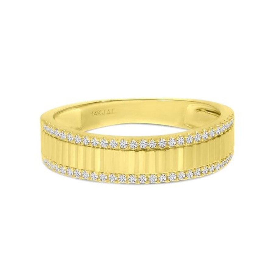 Colored Stone Jewelry Color Merchants | 14K Yellow Gold Diamond Fluted Band Ring