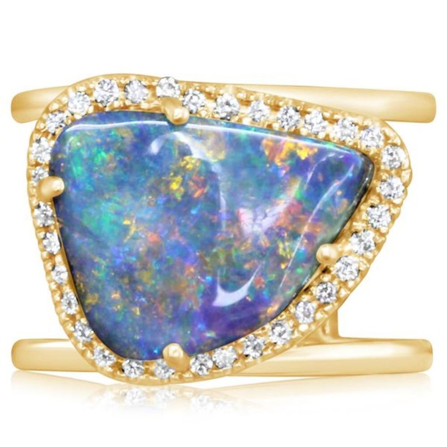 Colored Stone Jewelry Parle | Yellow Gold Boulder Opal Ring