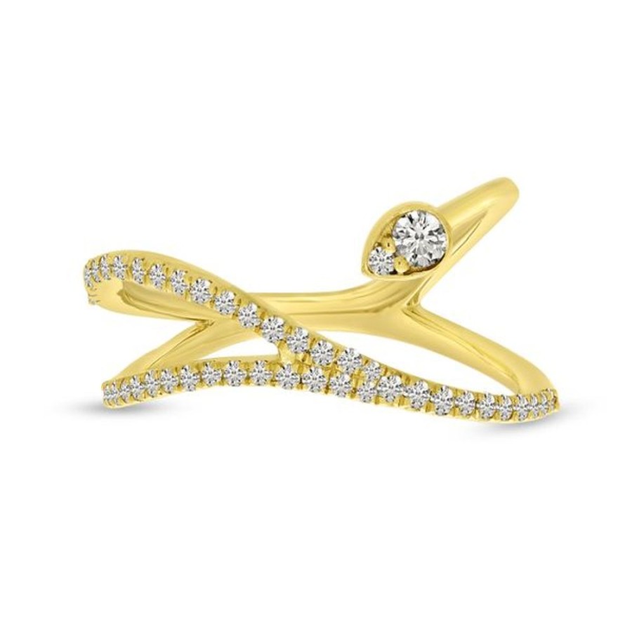 Colored Stone Jewelry Color Merchants | 14K Yellow Gold Diamond Twist Peek-A-Boo Fashion Ring