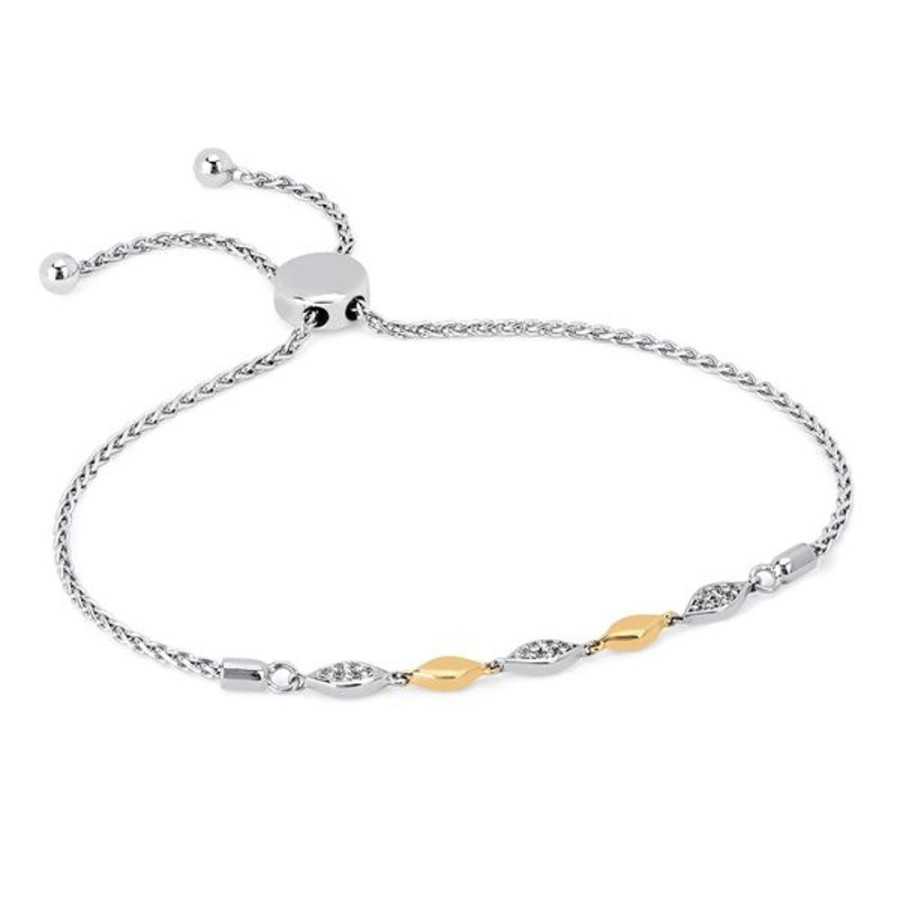 Diamond Jewelry Ostbye | Sterling Silver & Yellow Gold Diamond Bracelet