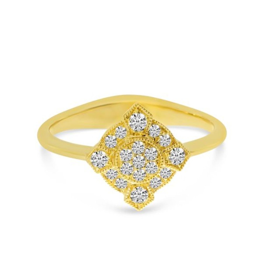 Colored Stone Jewelry Color Merchants | 14K Yellow Gold Diamond Art Deco Ring