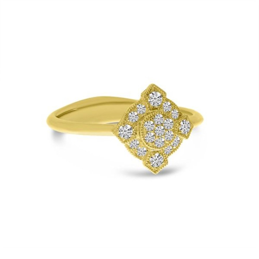 Colored Stone Jewelry Color Merchants | 14K Yellow Gold Diamond Art Deco Ring