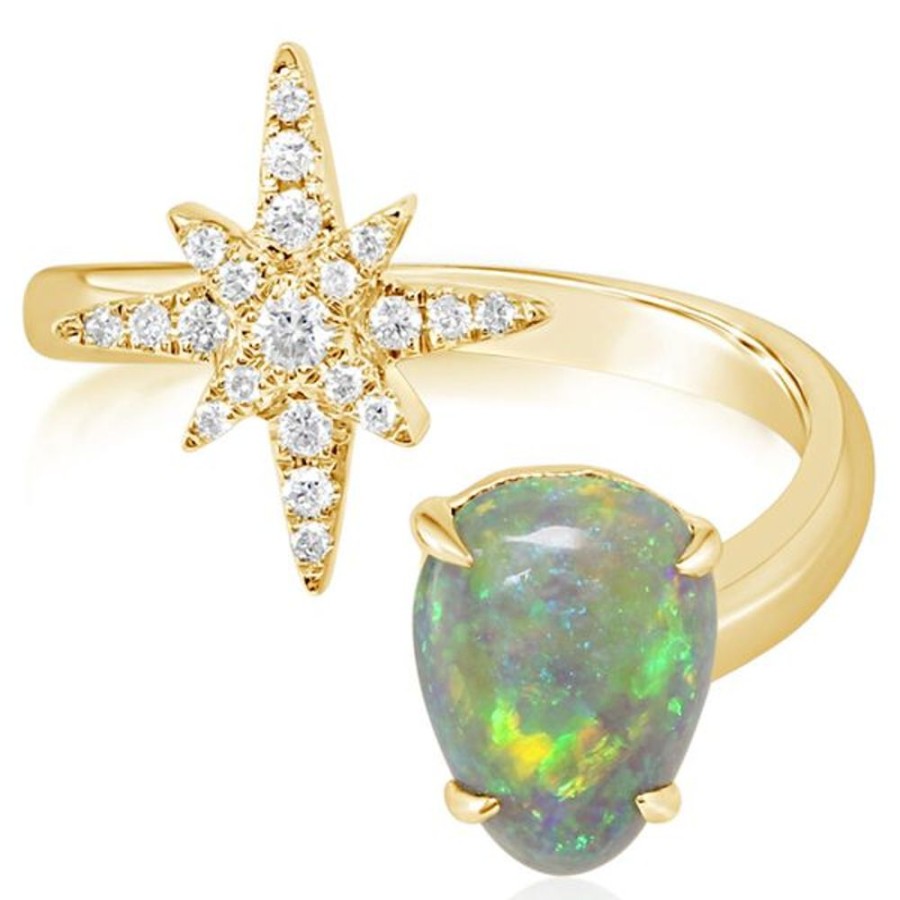 Colored Stone Jewelry Parle | Yellow Gold Black Opal Ring