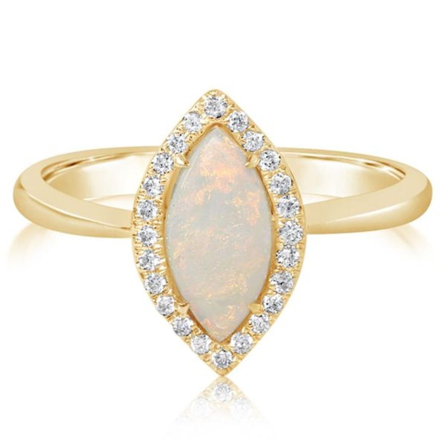 Colored Stone Jewelry Parle | Yellow Gold Calibrated Light Opal Ring