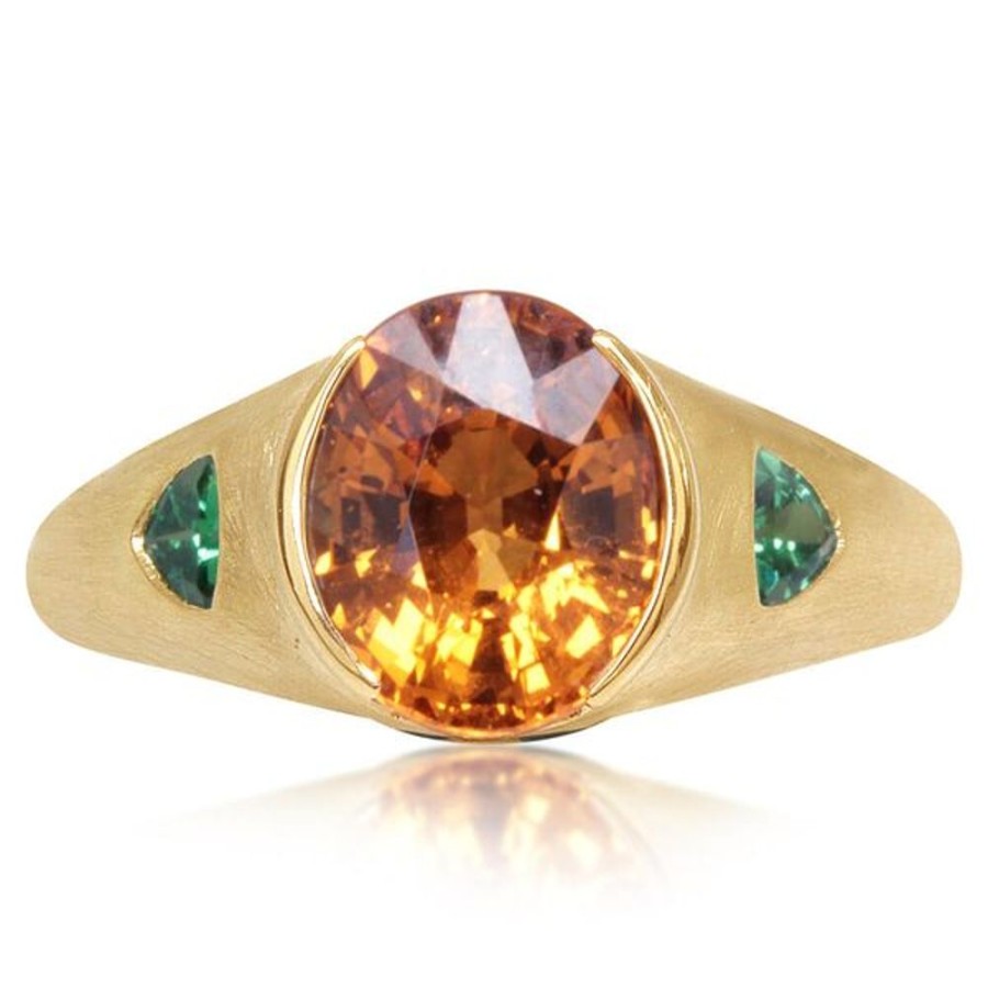 Colored Stone Jewelry Parle | Yellow Gold Mandarin Garnet Spessartite Ring