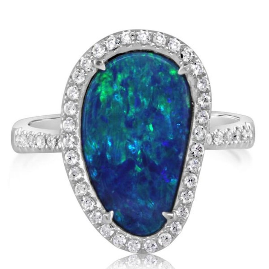 Colored Stone Jewelry Parle | White Gold Opal Doublet Ring