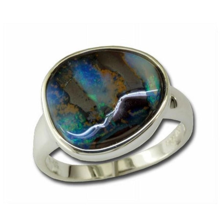 Colored Stone Jewelry Parle | Sterling Silver Boulder Opal Ring