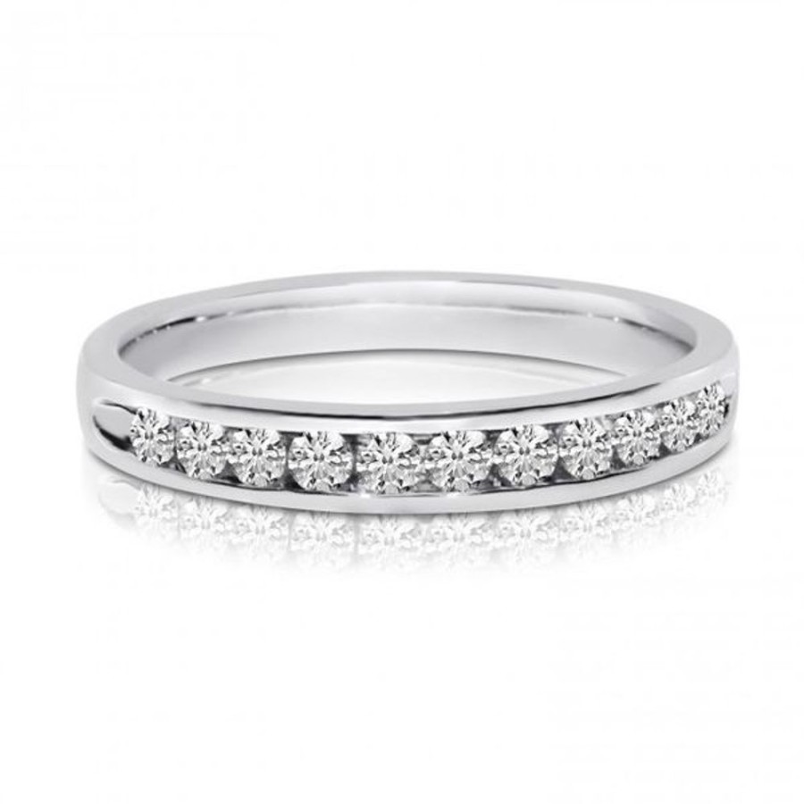 Colored Stone Jewelry Color Merchants | 14K White Gold .50 Ct Channel Diamond Gents Band