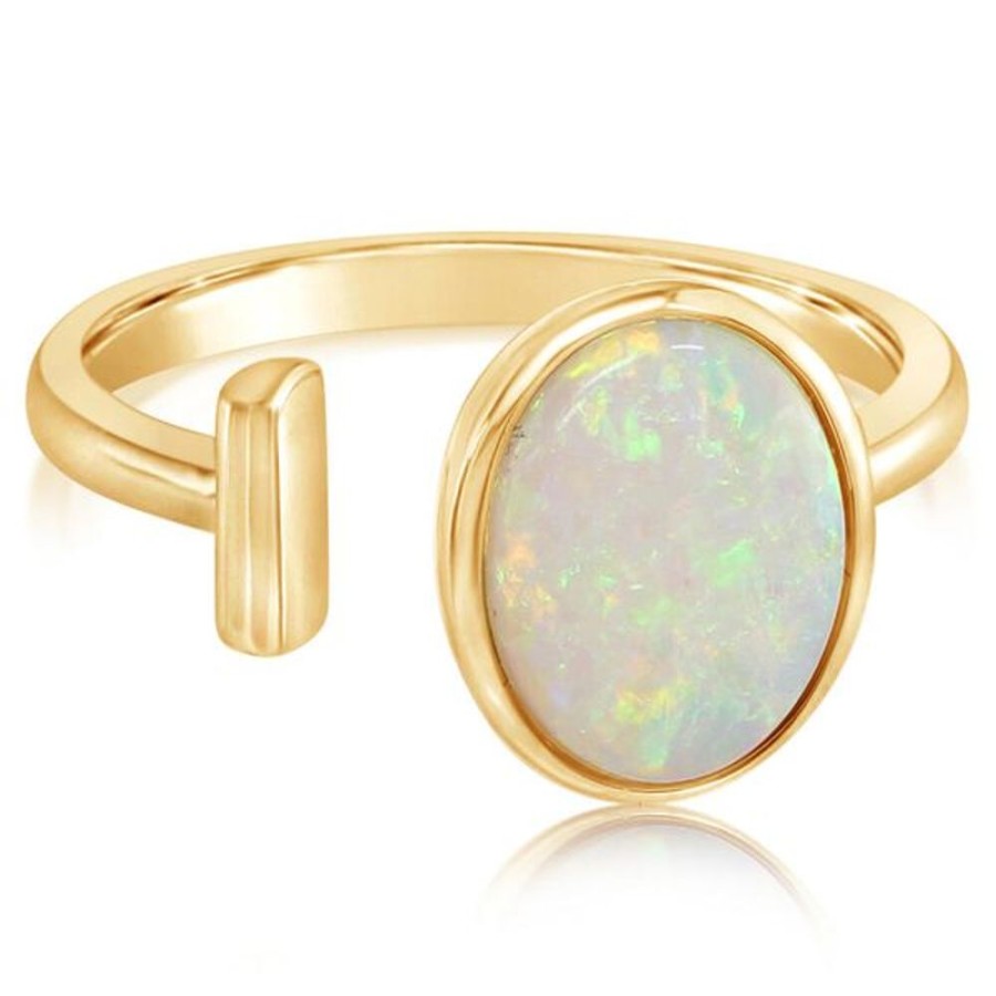 Colored Stone Jewelry Parle | Yellow Gold Calibrated Light Opal Ring