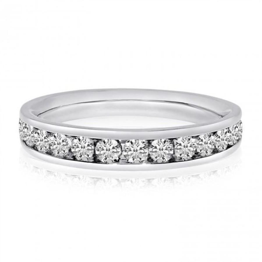 Colored Stone Jewelry Color Merchants | 14K White Gold 1 Ct Channel Diamond Gents Band