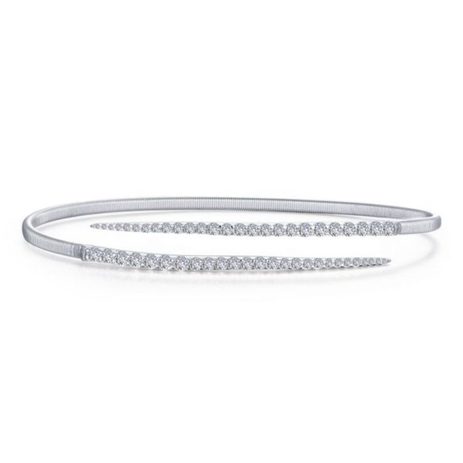 Silver Jewelry Lafonn | 0.98 Ctw Pave Bypass Cuff Bangle Bracelet