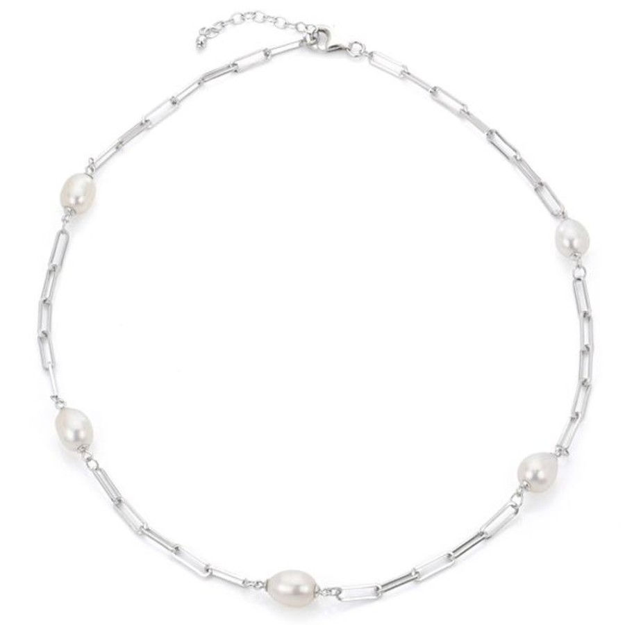 Pearl Jewelry Imperial Pearls | Sterling Silver Freshwater Paperclip Chain Necklace