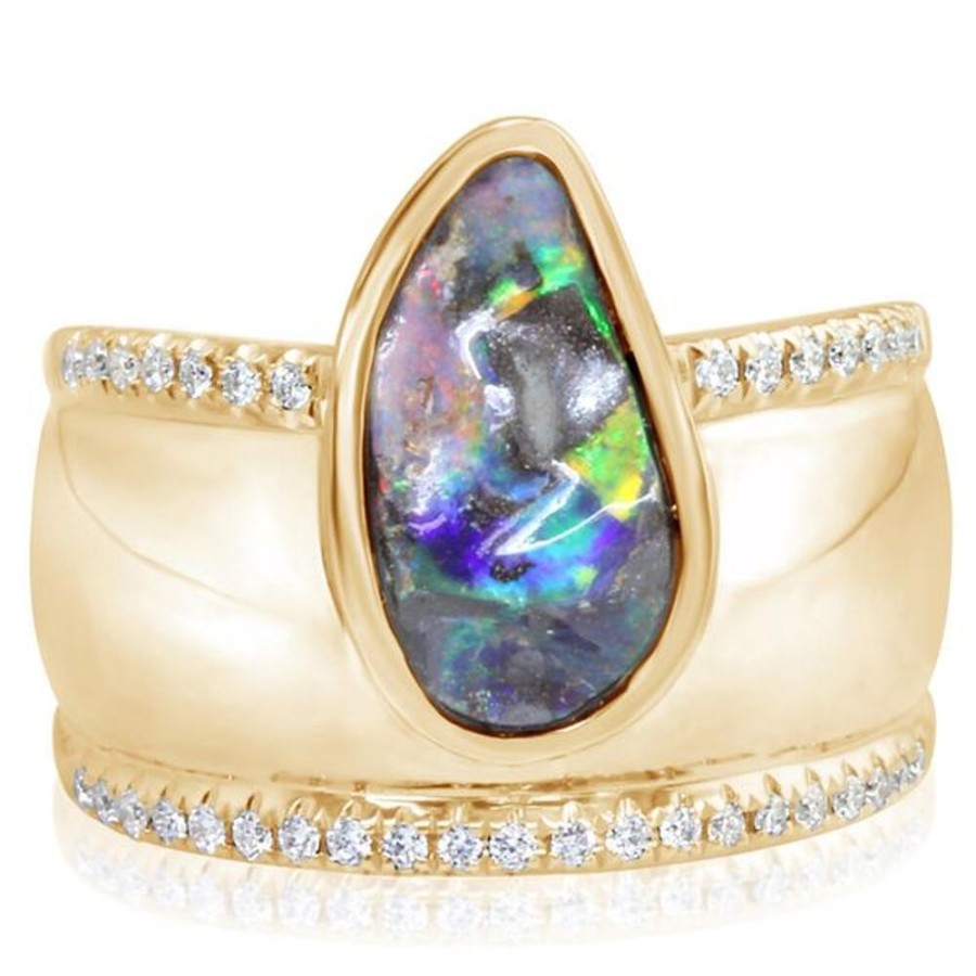 Colored Stone Jewelry Parle | Yellow Gold Boulder Opal Ring