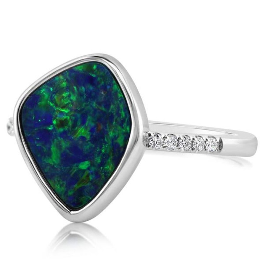 Colored Stone Jewelry Parle | White Gold Opal Doublet Ring