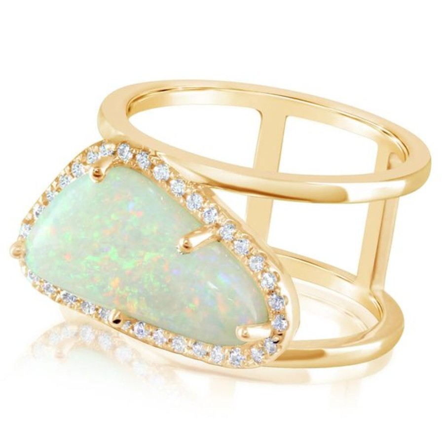 Colored Stone Jewelry Parle | Yellow Gold Natural Light Opal Ring