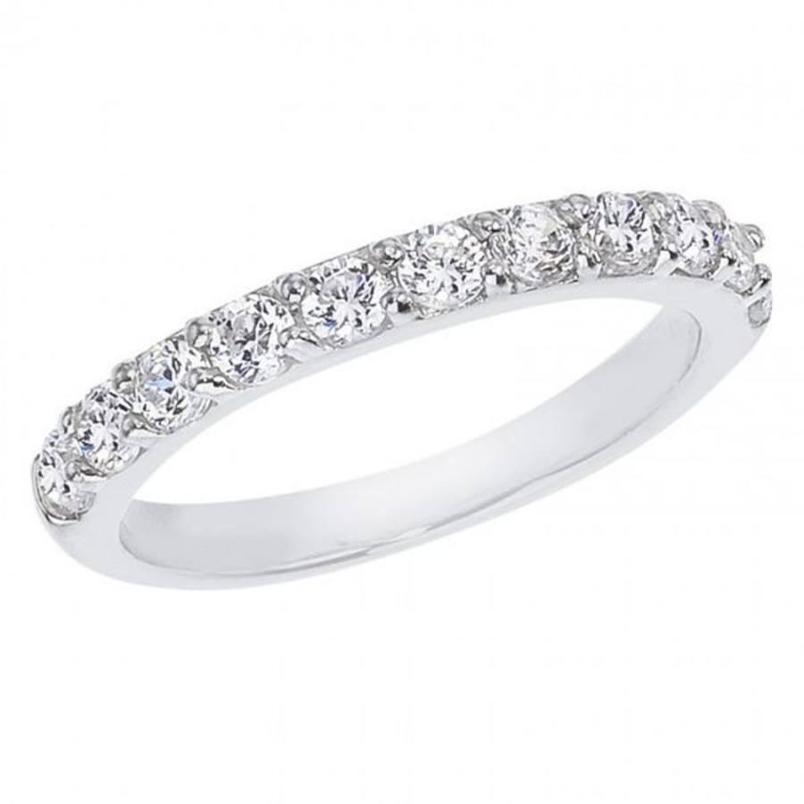 Colored Stone Jewelry Color Merchants | 14K White Gold .77 Ct Eleven Stone Diamond Bridal Band