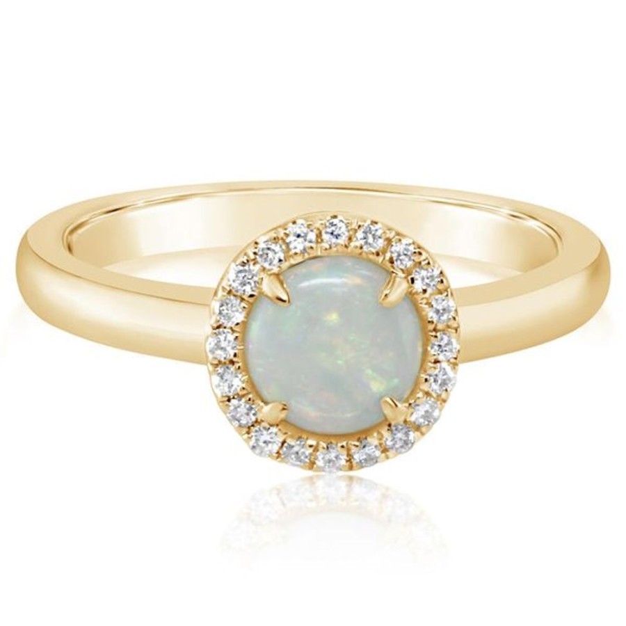 Colored Stone Jewelry Parle | Yellow Gold Calibrated Light Opal Ring