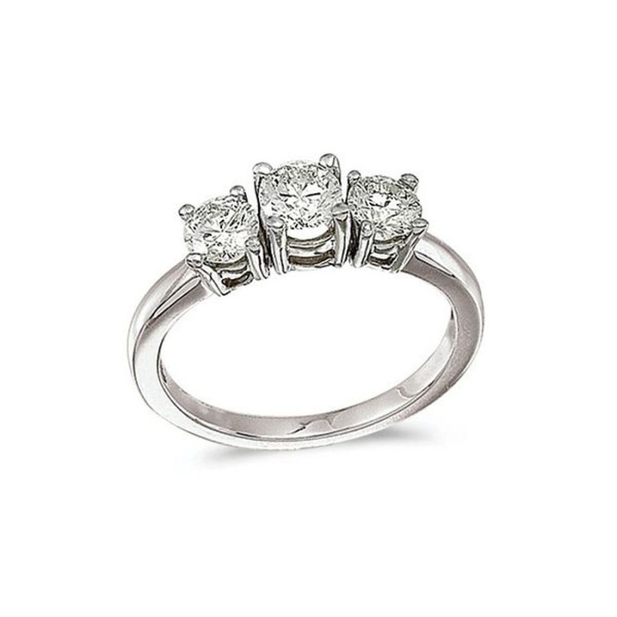 Colored Stone Jewelry Color Merchants | 14K White Gold 1.00 Ct Three Stone Diamond Ring