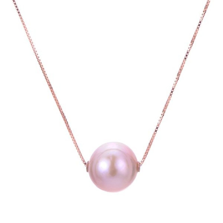 Pearl Jewelry Imperial Pearls | 14Kt Rose Gold 13-14Mm Freshwater Pearl Solitaire Necklace