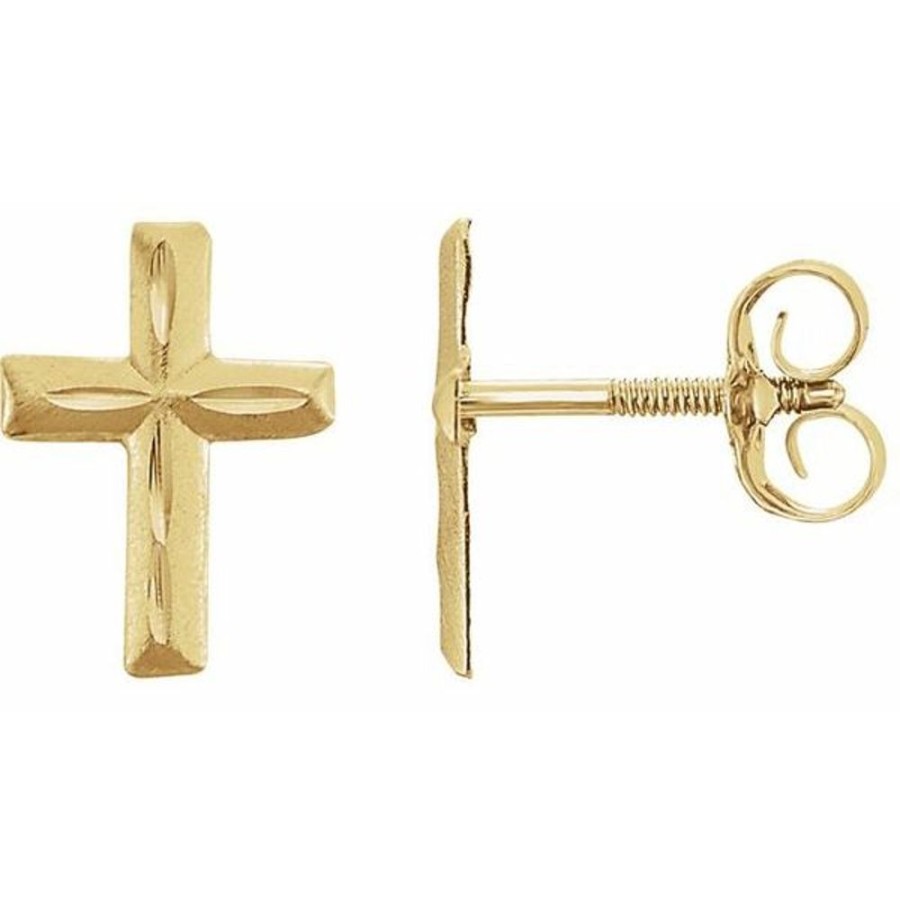 More Jewelry Stuller | Youth Diamond-Cut Cross Earrings