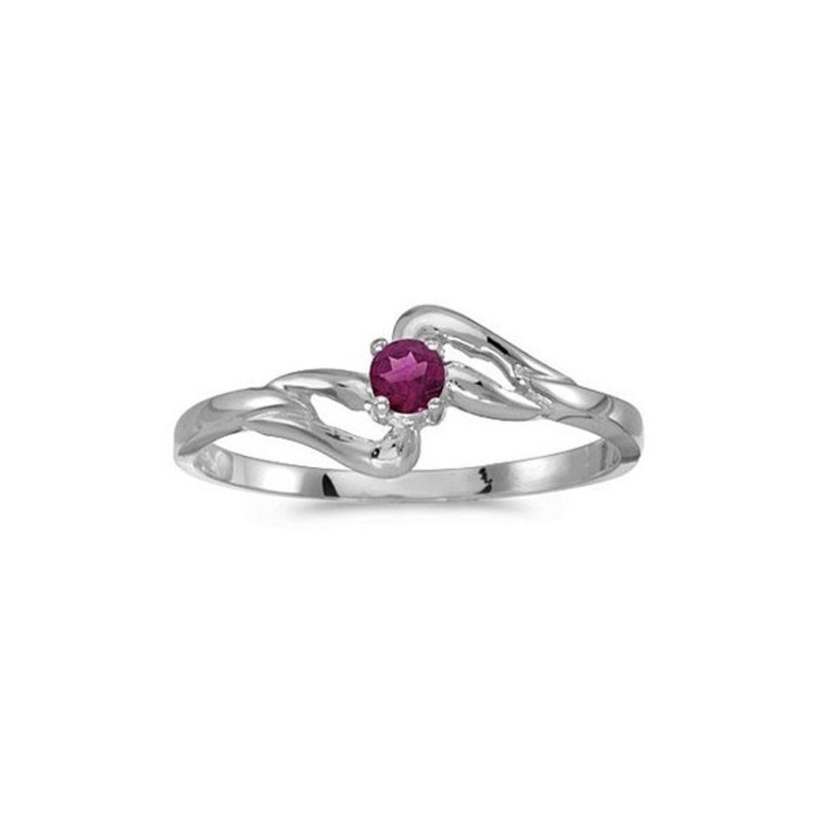 Colored Stone Jewelry Color Merchants | 14K White Gold Round Rhodolite Garnet Ring