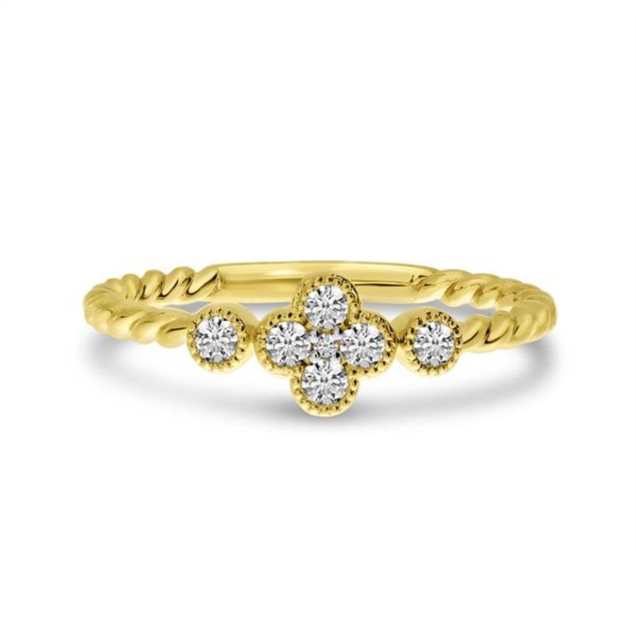 Colored Stone Jewelry Color Merchants | 14K Yellow Gold Diamond Clover Twist Band