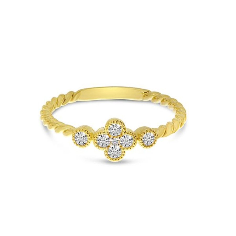 Colored Stone Jewelry Color Merchants | 14K Yellow Gold Diamond Clover Twist Band