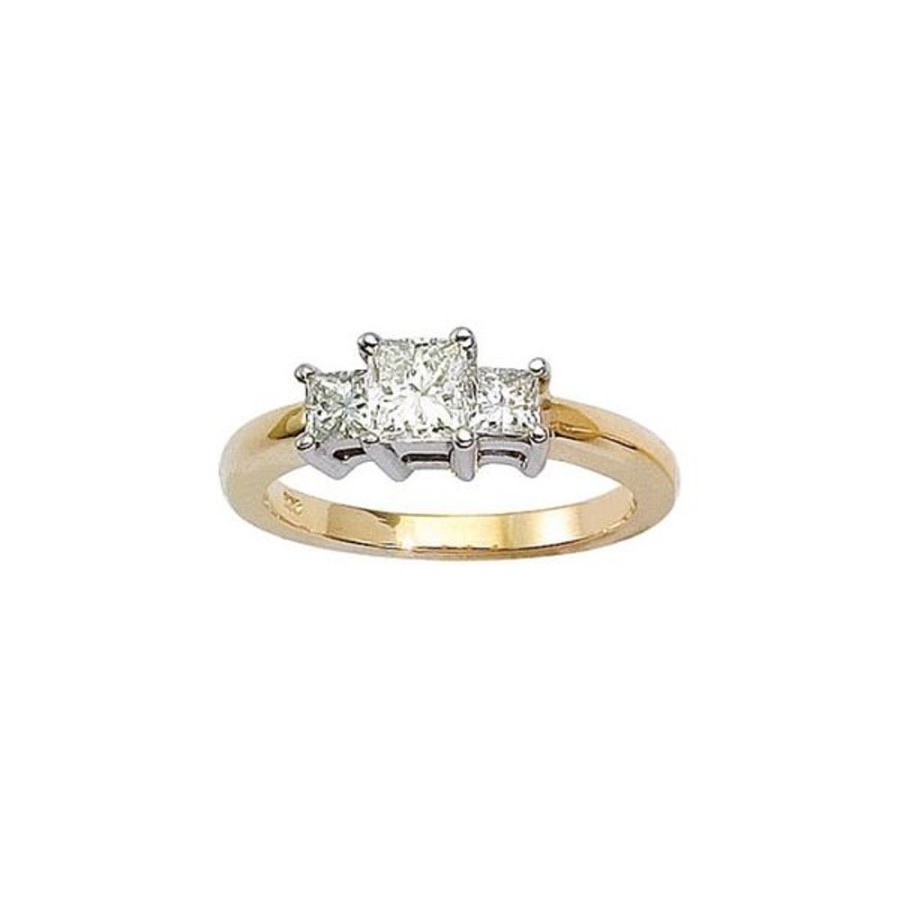 Colored Stone Jewelry Color Merchants | 14K Yellow Gold Three Stone 1 Ct Princess Diamond Ring