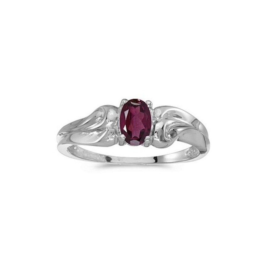 Colored Stone Jewelry Color Merchants | 14K White Gold Oval Rhodolite Garnet Ring