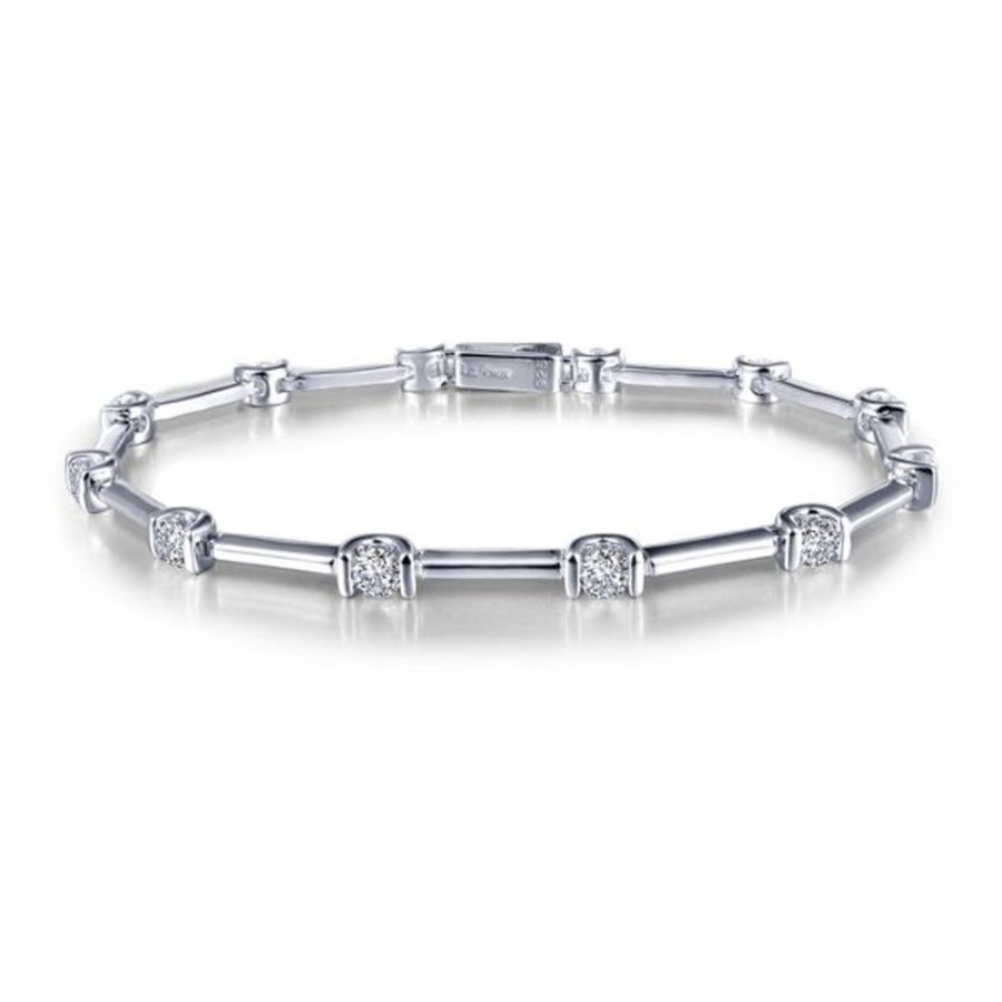 Silver Jewelry Lafonn | 2.04 Ctw Semi-Bezel Link Bracelet