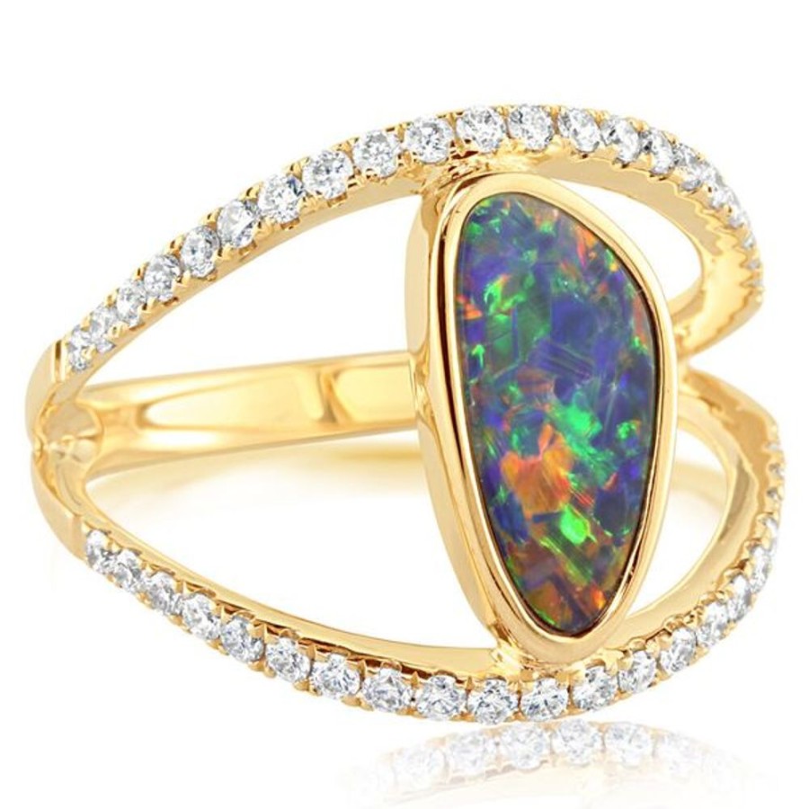 Colored Stone Jewelry Parle | Yellow Gold Opal Doublet Ring