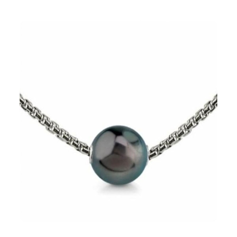 Pearl Jewelry Imperial Pearls | Sterling Silver Tahitian Pearl Solitaire Necklace