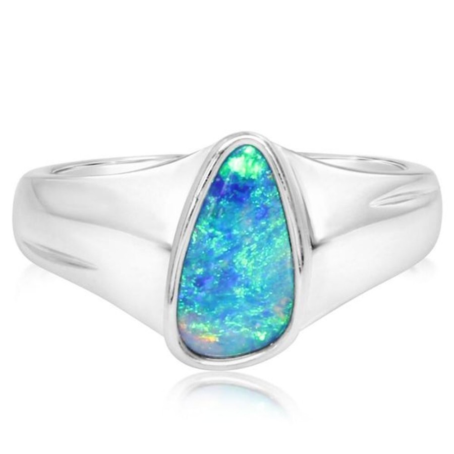 Colored Stone Jewelry Parle | White Gold Opal Doublet Ring