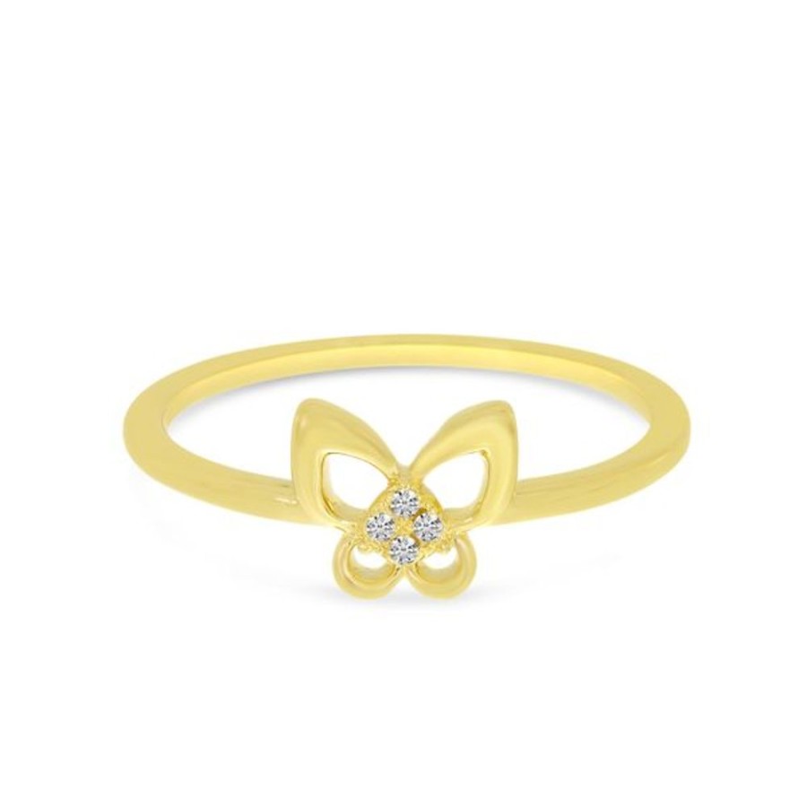 Colored Stone Jewelry Color Merchants | 14K Yellow Gold Small Diamond Butterfly Ring