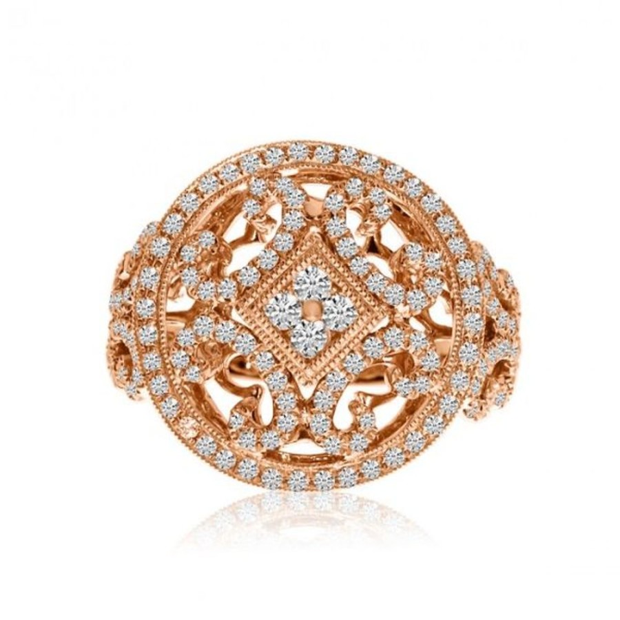 Colored Stone Jewelry Color Merchants | 14K Rose Gold .83 Ct Diamond Round Invisible Set Ring