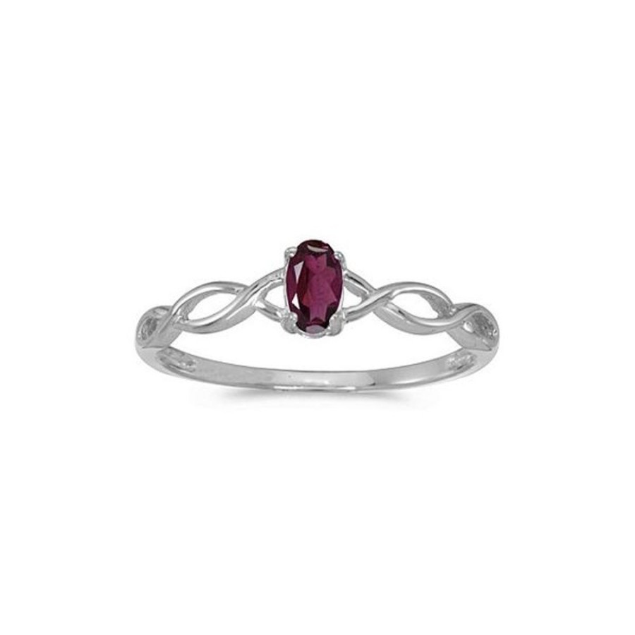 Colored Stone Jewelry Color Merchants | 14K White Gold Oval Rhodolite Garnet Ring