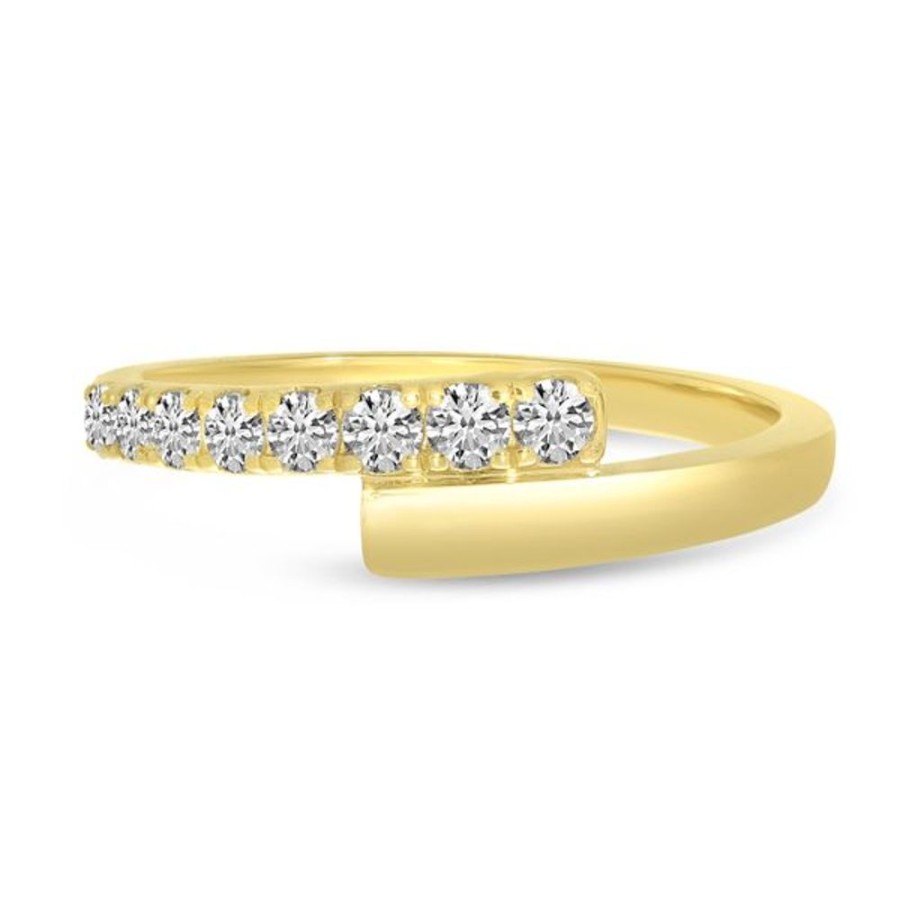 Colored Stone Jewelry Color Merchants | 14K Yellow Gold Diamond Crossover Band Ring