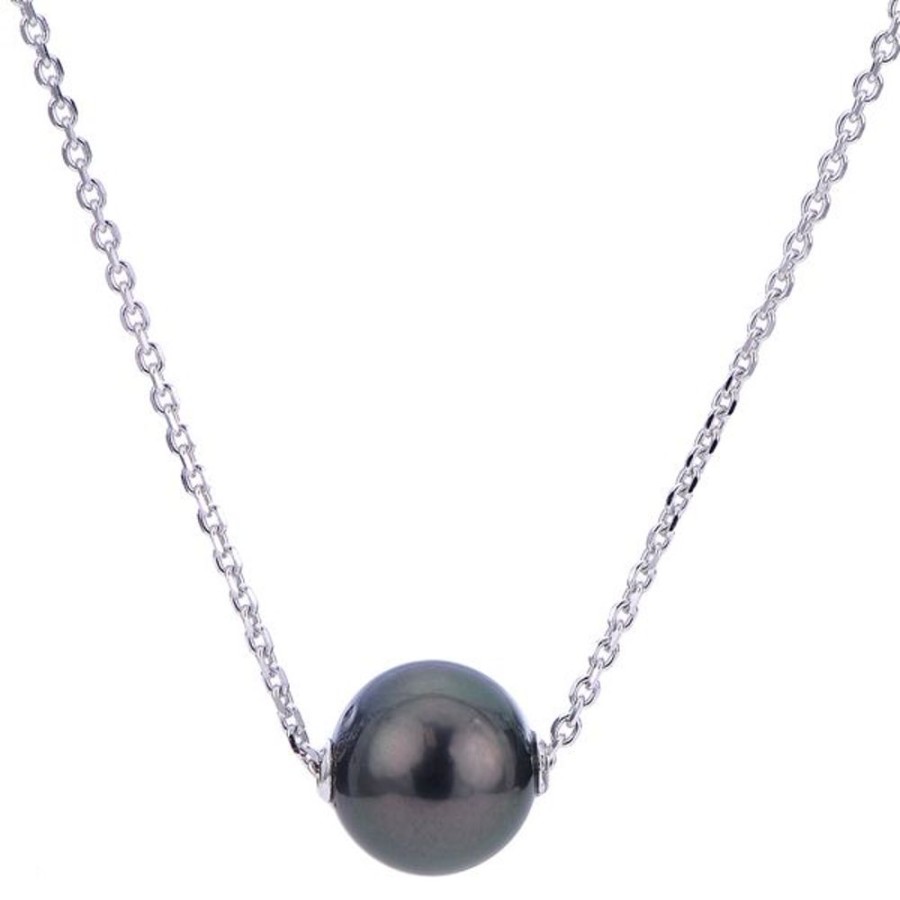 Pearl Jewelry Imperial Pearls | Sterling Silver Tahitian Pearl Solitaire Necklace