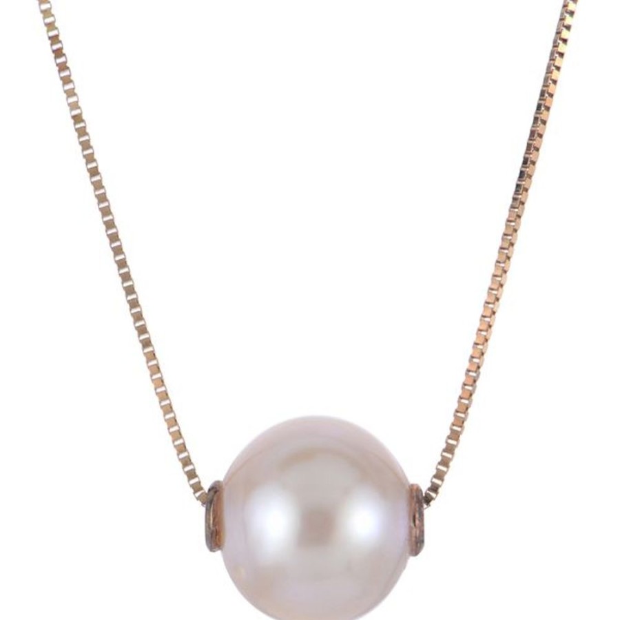 Pearl Jewelry Imperial Pearls | 14Kt Rose Gold Freshwater Pearl Solitaire Necklace