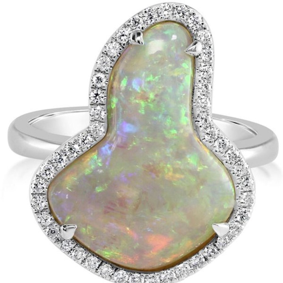 Colored Stone Jewelry Parle | White Gold Natural Light Opal Ring