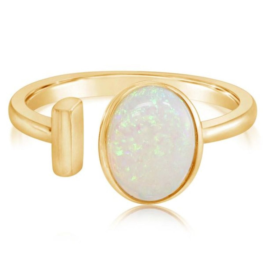 Colored Stone Jewelry Parle | Yellow Gold Calibrated Light Opal Ring