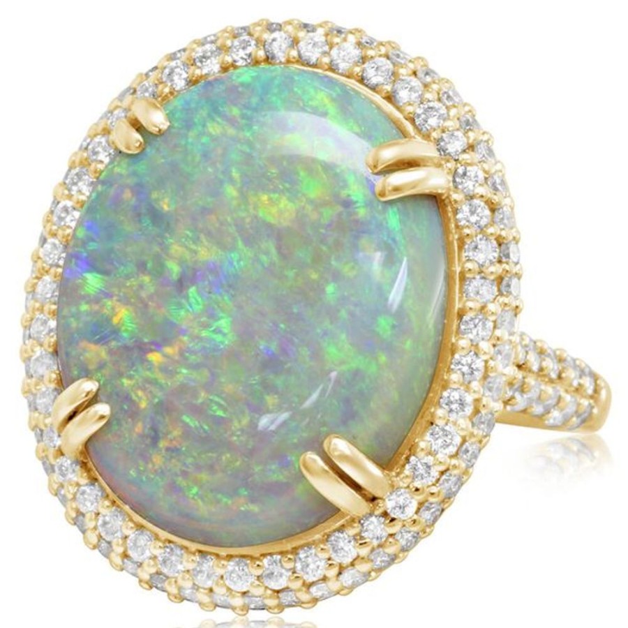 Colored Stone Jewelry Parle | Yellow Gold Natural Light Opal Ring