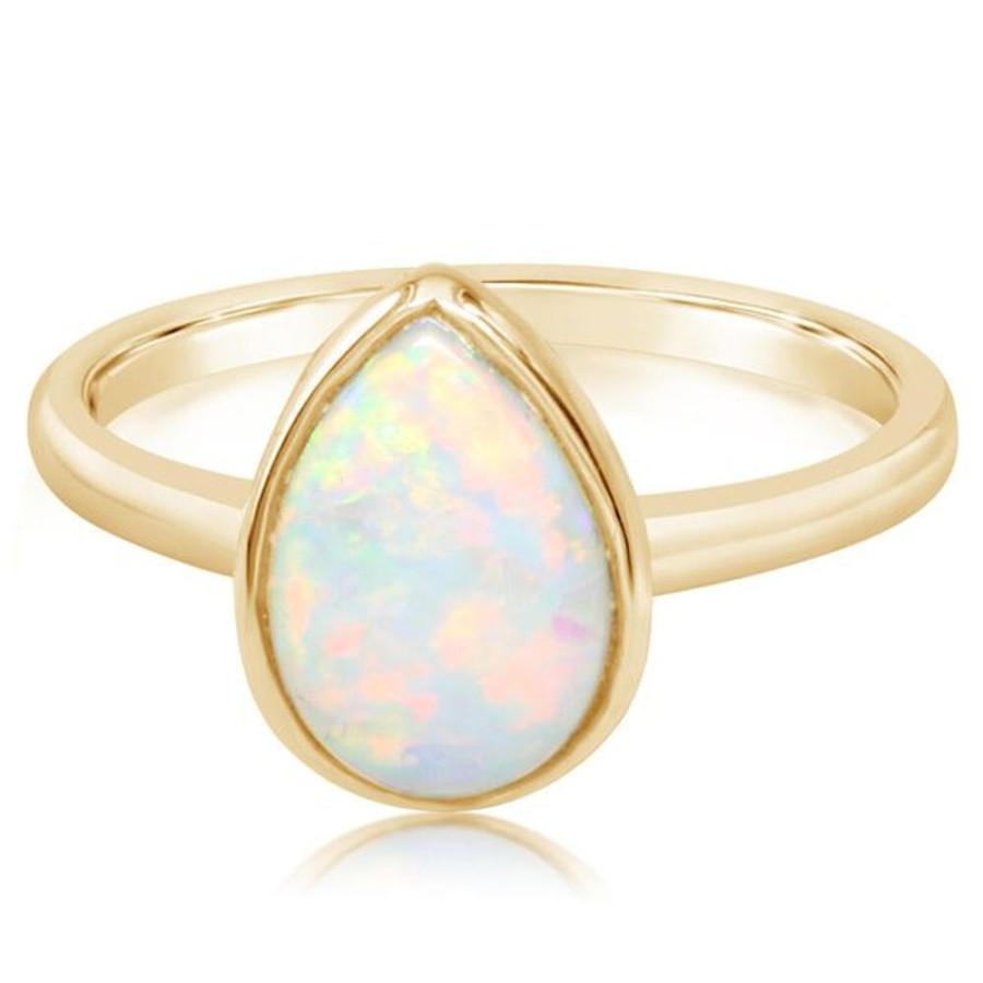 Colored Stone Jewelry Parle | Yellow Gold Calibrated Light Opal Ring